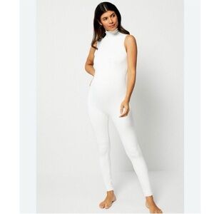 Bumpsuit White High-Neck Jumpsuit